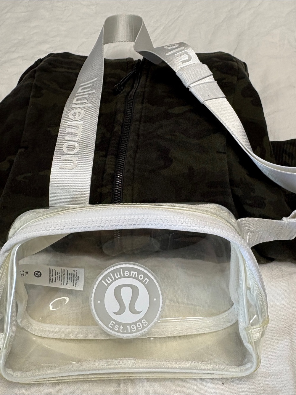 lululemon athletica Clear Crossbody Belt Bag with White Trim